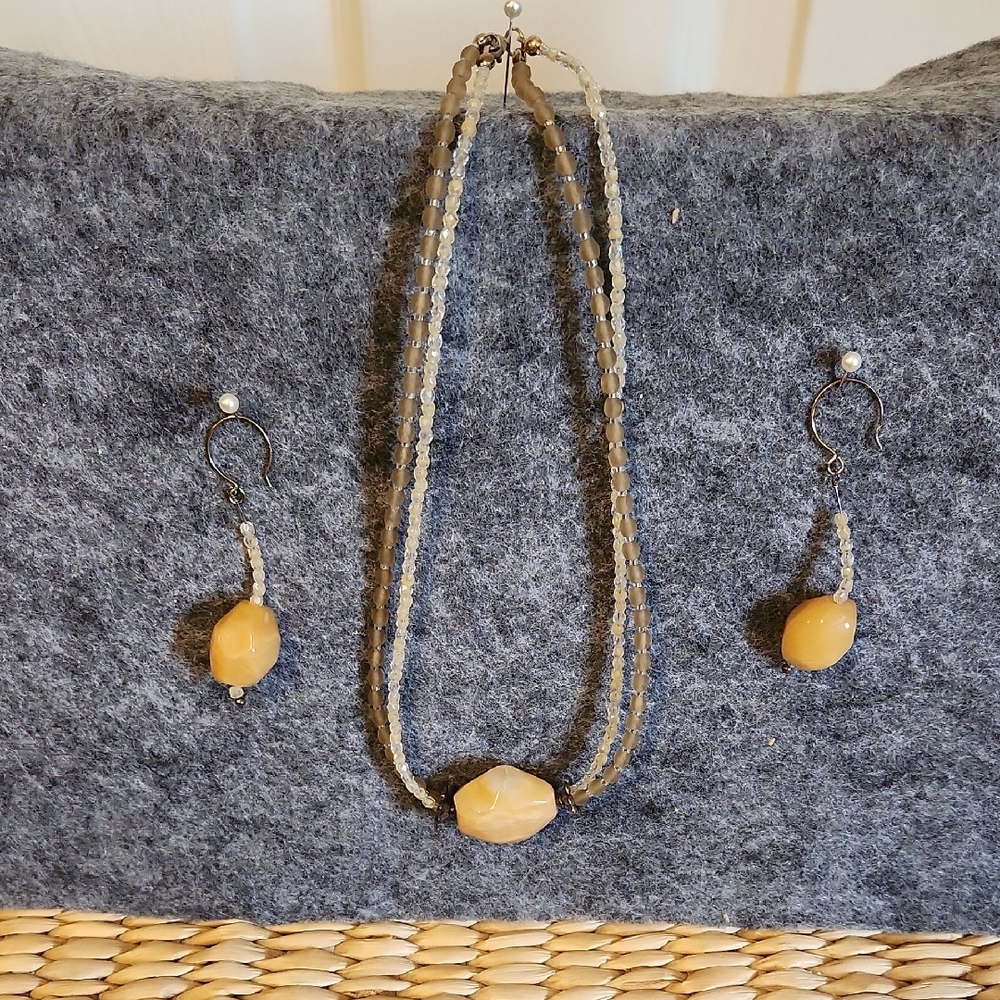 Beaded Choker Necklace and Earring Set